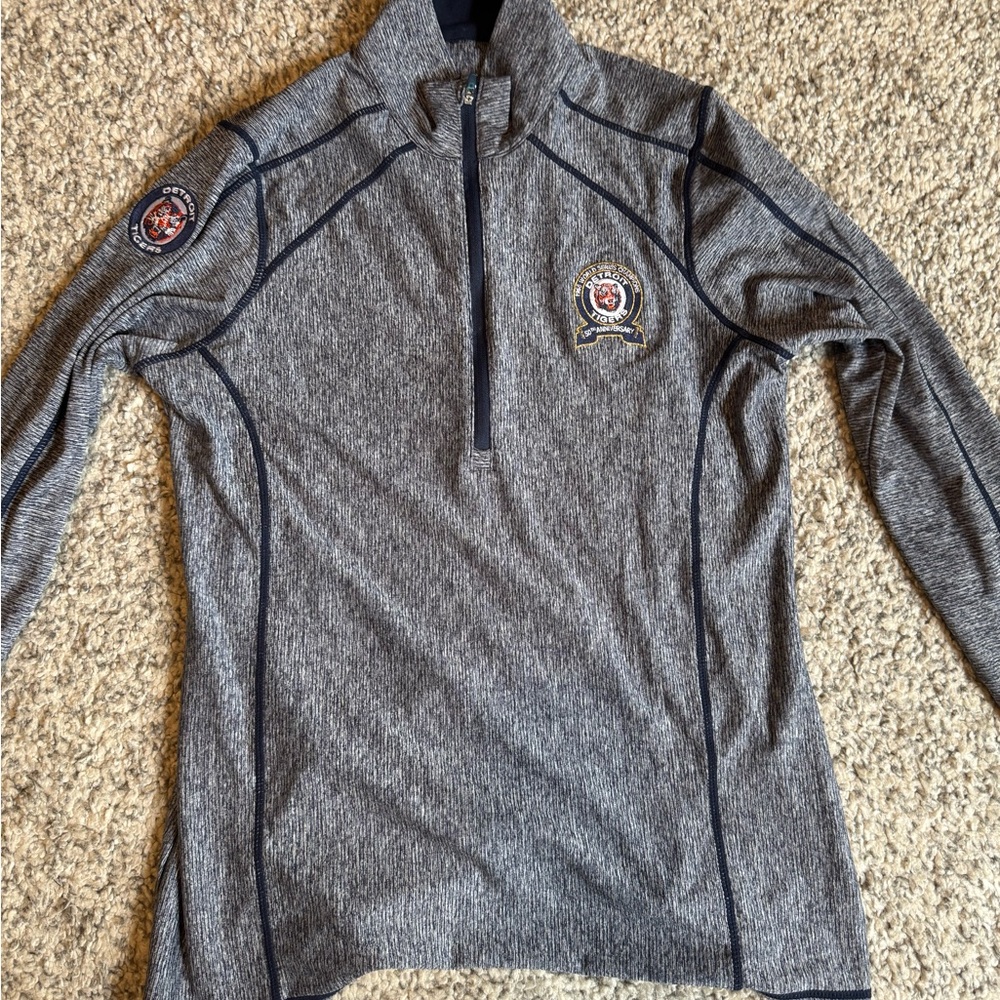 MLB Detroit Tigers Antigua Gray Quarter-Zip Jacket